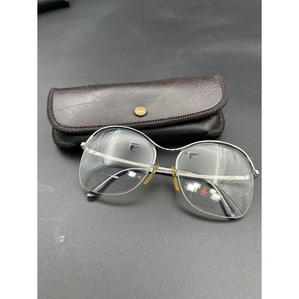Vintage Tania Flair Optics Eyeglasses Frame Metal Silver Tone Japan RGP 135